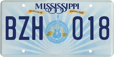 MS license plate BZH018