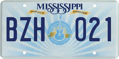 MS license plate BZH021