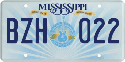MS license plate BZH022
