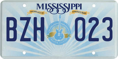 MS license plate BZH023