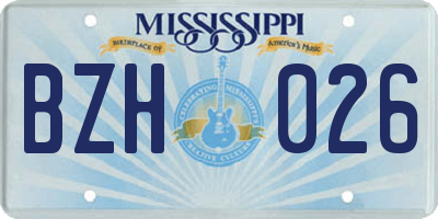 MS license plate BZH026