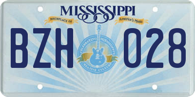 MS license plate BZH028