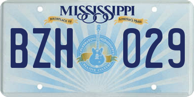 MS license plate BZH029