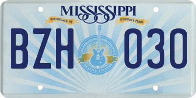MS license plate BZH030