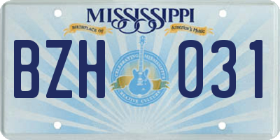 MS license plate BZH031