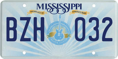 MS license plate BZH032