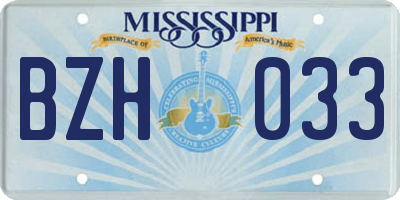 MS license plate BZH033