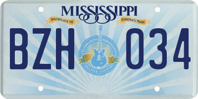 MS license plate BZH034
