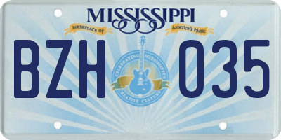 MS license plate BZH035