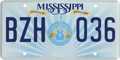 MS license plate BZH036