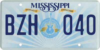 MS license plate BZH040