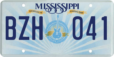 MS license plate BZH041