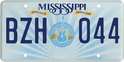MS license plate BZH044