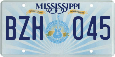 MS license plate BZH045
