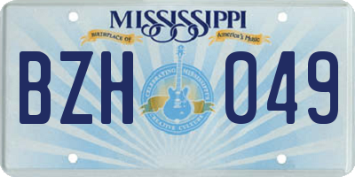 MS license plate BZH049