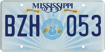 MS license plate BZH053