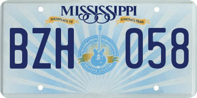 MS license plate BZH058