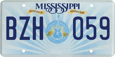 MS license plate BZH059