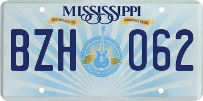 MS license plate BZH062