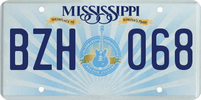 MS license plate BZH068
