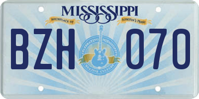 MS license plate BZH070