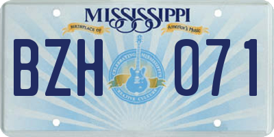 MS license plate BZH071
