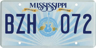 MS license plate BZH072