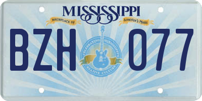 MS license plate BZH077