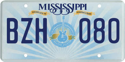 MS license plate BZH080