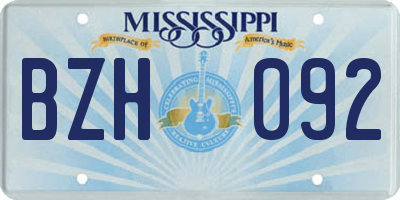 MS license plate BZH092