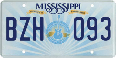 MS license plate BZH093