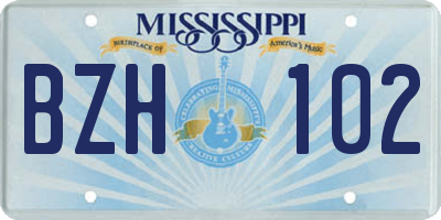 MS license plate BZH102