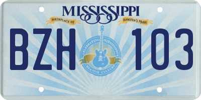 MS license plate BZH103