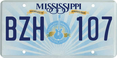 MS license plate BZH107