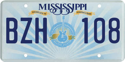 MS license plate BZH108
