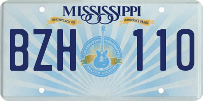 MS license plate BZH110