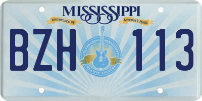 MS license plate BZH113