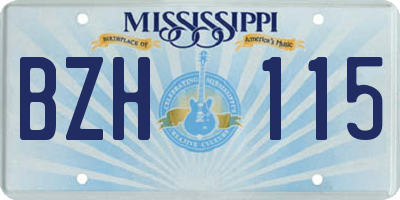 MS license plate BZH115