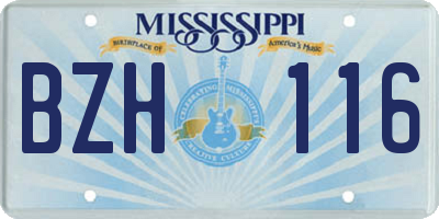 MS license plate BZH116