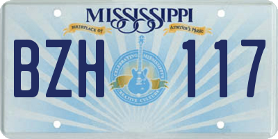 MS license plate BZH117