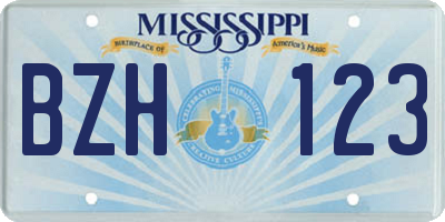 MS license plate BZH123