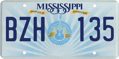 MS license plate BZH135