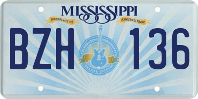 MS license plate BZH136