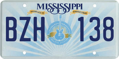 MS license plate BZH138