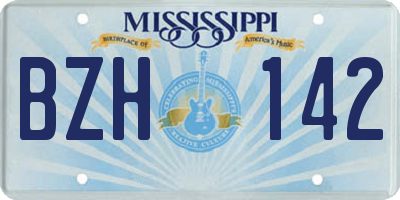 MS license plate BZH142