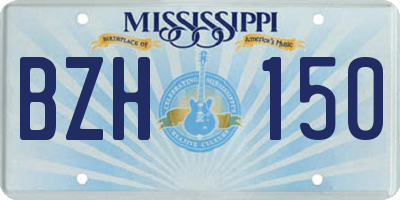 MS license plate BZH150
