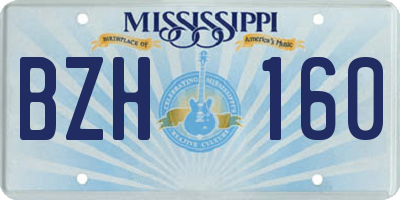 MS license plate BZH160