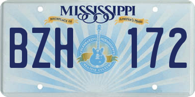 MS license plate BZH172