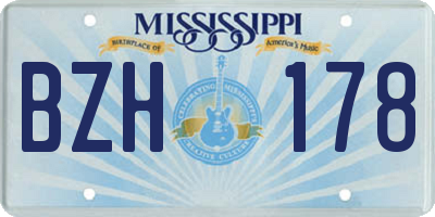 MS license plate BZH178