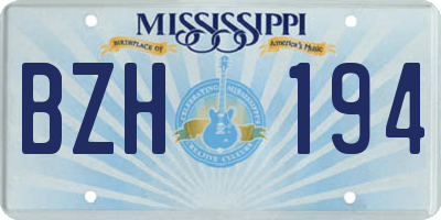 MS license plate BZH194